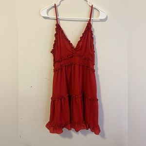 A burnt orange dress.